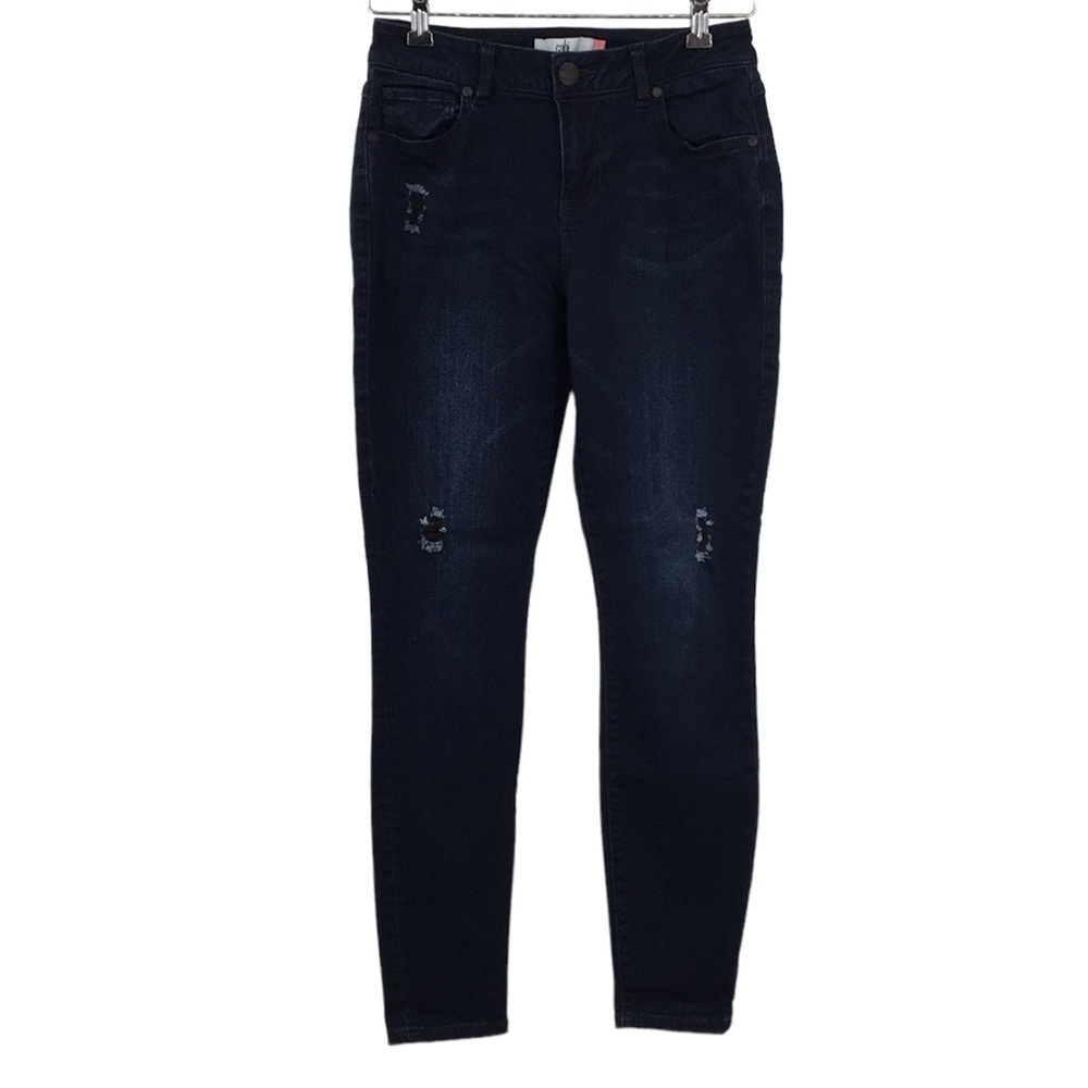 Cabi Jeans Curvy Skinny Womens 4 Dark Distressed Cotton Stretch